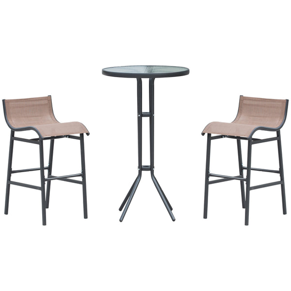 Set de bar table haute et 2 tabourets de jardin noir et marron online