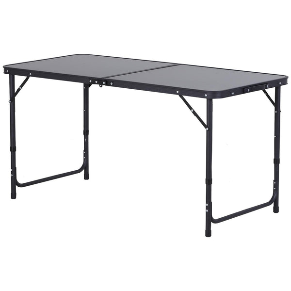 acquista Table de camping pique-nique pliante réglable en aluminium 120x60x68 cm Gris et Noir
