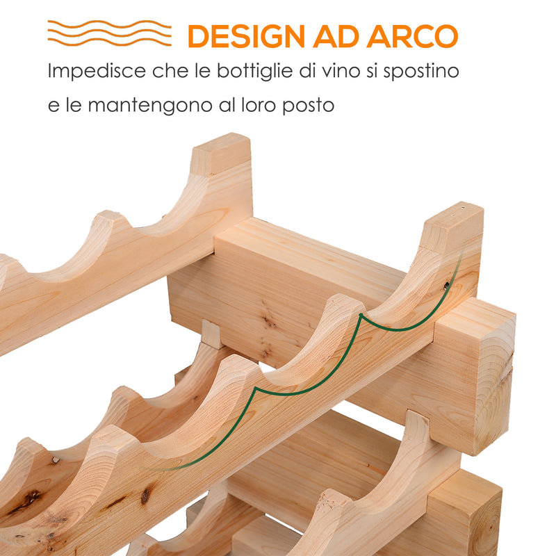 Scaffale Portabottiglie 6 Ripiani 72 Bottiglie 114x28x80 cm in Legno di Pino 