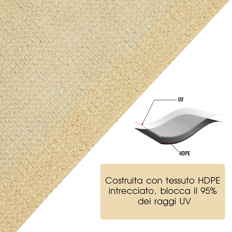 Tenda Vela da Giardino Quadrata 3,6x3,6 m  Beige