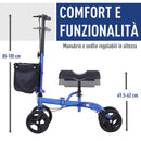 Deambulatore Pieghevole per Ginocchio 4 Ruote  Blu