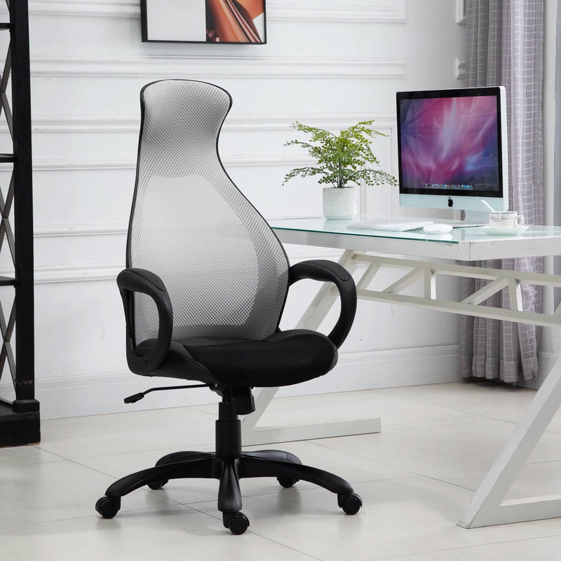 Sedia da Ufficio Operativa Ergonomica in Tessuto  Nero e Bianco