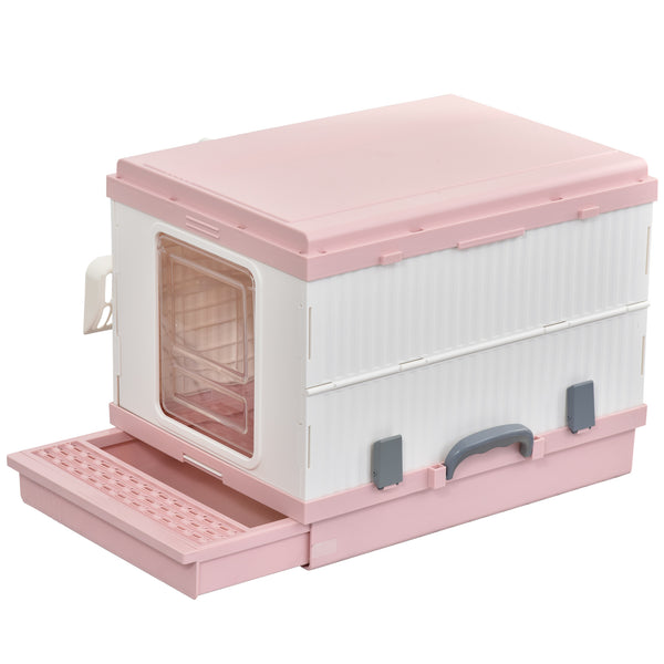 Litière Portable pour Chat avec Plateau Amovible et Accessoires Rose et Blanc online