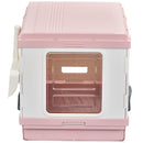 Lettiera per Gatti Portatile con Vassoio Estraibile e Accessori  Rosa e Bianca