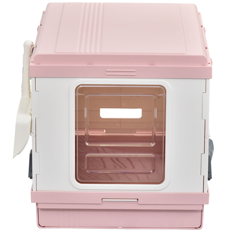 Lettiera per Gatti Portatile con Vassoio Estraibile e Accessori  Rosa e Bianca