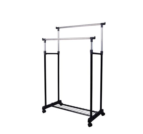 prezzo Portemanteau Double en Acier avec Roulettes 80x43x155 cm Noir
