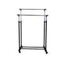 Stender Doppio Porta Abiti in Acciaio con Ruote 80x43x155 cm  Nero