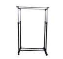 Stender Doppio Porta Abiti in Acciaio con Ruote 80x43x155 cm  Nero
