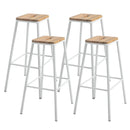 Set 4 Sgabelli da Bar Alti in Acciaio e Legno  Bianchi