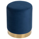 Pouf Poggiapiedi Ø36x42 cm in Velluto  Blu e Oro