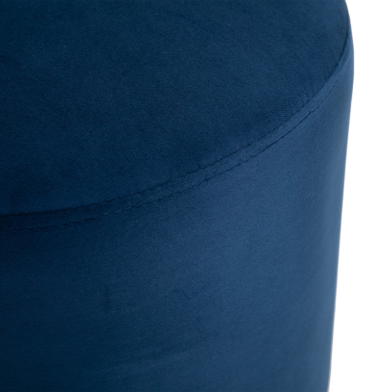 Pouf Poggiapiedi Ø36x42 cm in Velluto  Blu e Oro