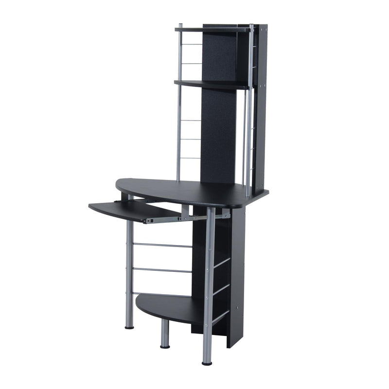 Scrivania da Ufficio ad Angolo Porta PC in MDF e Ferro 113x65x158 cm  Nera