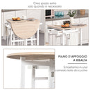 Carrello da Cucina Pieghevole con 2 Sgabelli in MDF  Bianco