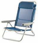 Sedia Mare Spiaggina Pieghevole con Cuscino in Alluminio Soriani Brasile Blu Melange