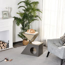 Casetta per Gatti con Tiragraffi in MDF 60x37x65 cm  Grigia