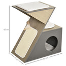 Casetta per Gatti con Tiragraffi in MDF 60x37x65 cm  Grigia