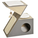 Casetta per Gatti con Tiragraffi in MDF 60x37x65 cm  Grigia