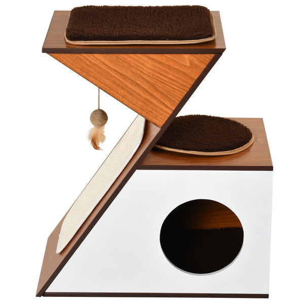 online Niche pour chat avec griffoir en MDF 60x37x65 cm Blanc