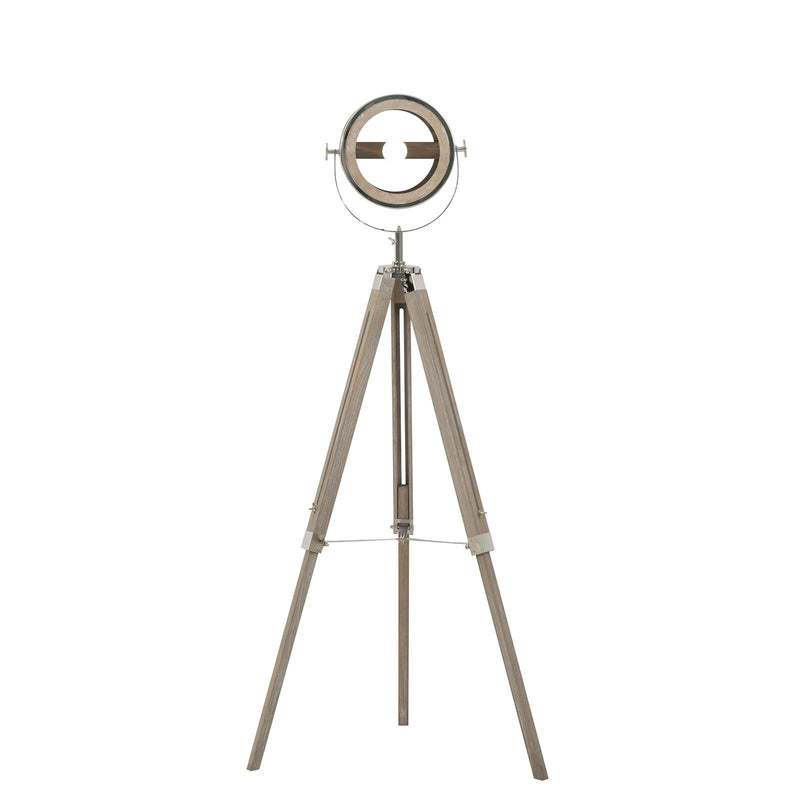Lampada da Terra Tripode in Legno di Pino e Acciaio  