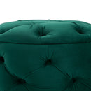 Pouf Contenitore con Coperchio in Velluto con Bottoni Trapuntati   Verde