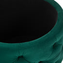 Pouf Contenitore con Coperchio in Velluto con Bottoni Trapuntati   Verde