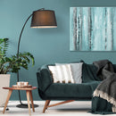 Lampada da Terra ad Arco in Metallo con Paralume in Tessuto   Nera