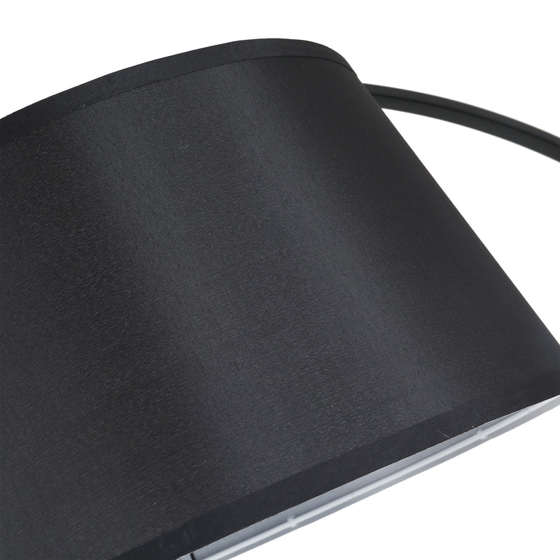 Lampada da Terra ad Arco in Metallo con Paralume in Tessuto   Nera