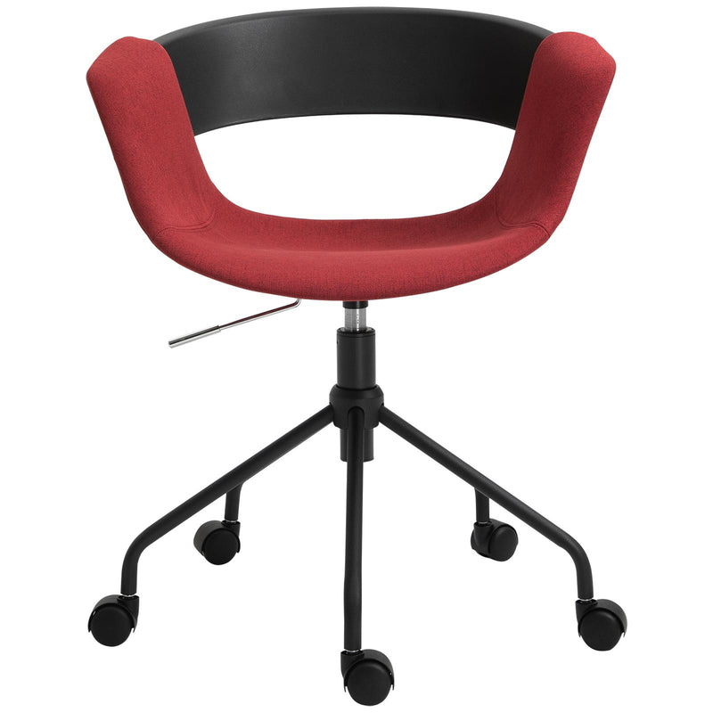 Sedia da Ufficio Operativa in Tessuto e Metallo   Rossa e Nera