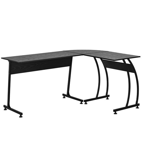 prezzo Bureau d'angle pour PC en bois et métal 112,5x152x74 cm Noir