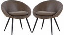 Set 2 Sedie in Metallo e Similpelle  Marrone