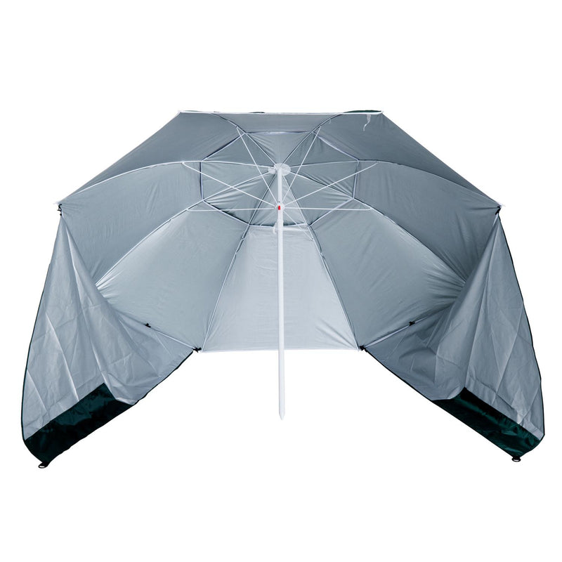 Ombrellone Tenda da Mare Ø2,1 m Palo Ø25 mm in Metallo Verde Scuro