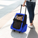 Trolley zaino 2 in 1 per piccoli animali domestici 36x30x49 cm  Blu