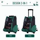 Trolley zaino 2 in 1 per piccoli animali domestici 36x30x49 cm  Verde