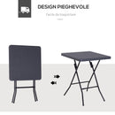 Tavolino Pieghevole da Giardino 60x60x74 cm  Marrone