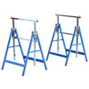 Set 2 Cavalletti da Lavoro Pieghevoli Telescopici Altezza Regolabile in Tubi d'Acciaio   Blu