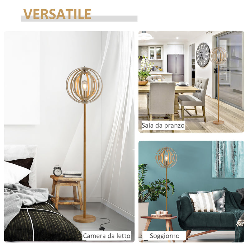 Lampada da Terra in Acciaio Colore Legno Ø38x160 cm 