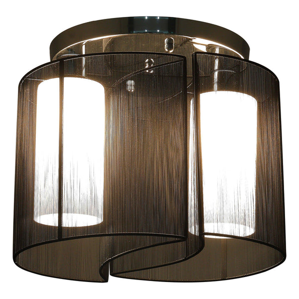 Plafonnier 2 Abat-jour 80W E27 en Acier et Verre Ø47,5x33 cm Noir online