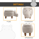 Pouf Poggiapiedi a Forma di Ippopotamo in Tessuto 65x35x36 cm  Beige