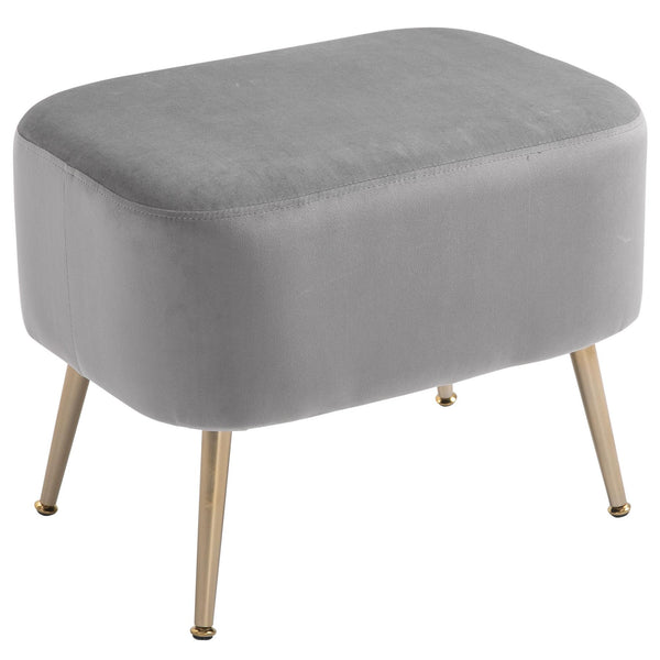 Pouf Repose-Pieds en Tissu Velours 55x41x42 cm Gris Clair sconto