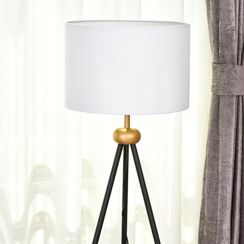 Lampada da Terra Tripode in Metallo con Paralume 56x56x137 cm  Bianco