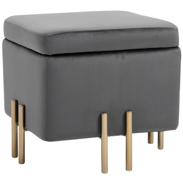 acquista Pouf repose-pieds en tissu polyester gris foncé 45x45x42 cm