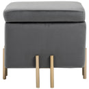 Pouf Poggiapiedi in Tessuto Poliestere 45x45x42 cm  Grigio Scuro