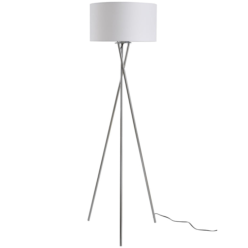 Lampada da Terra Tripode in Metallo con Paralume Ø48x162 cm  Bianco