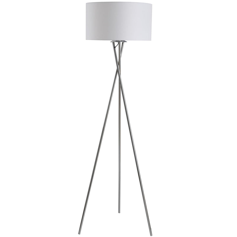 Lampada da Terra Tripode in Metallo con Paralume Ø48x162 cm  Bianco