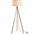 Lampada da Terra Tripode in Legno con Paralume E27 Ø45x152 cm  Beige
