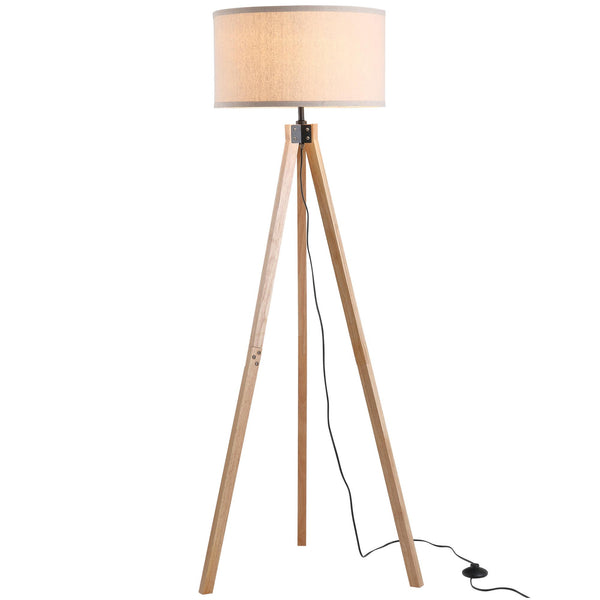 online Lampadaire trépied en bois avec abat-jour beige Ø45x152 cm E27