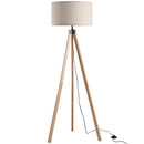 Lampada da Terra Tripode in Legno con Paralume E27 Ø45x152 cm  Beige