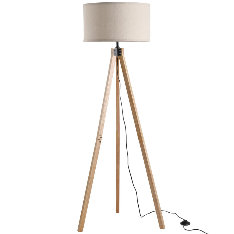 Lampada da Terra Tripode in Legno con Paralume E27 Ø45x152 cm  Beige