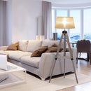 Lampada da Terra Tripode in Legno con Paralume E27 Ø63x150 cm  Beige