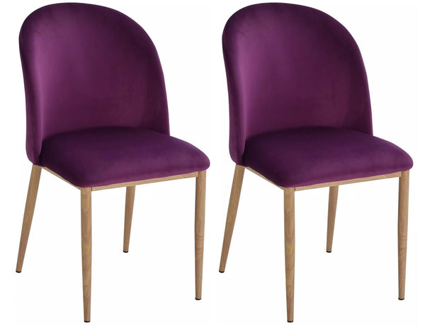 prezzo Lot de 2 Chaises Tapissées en Velours et Métal Violet